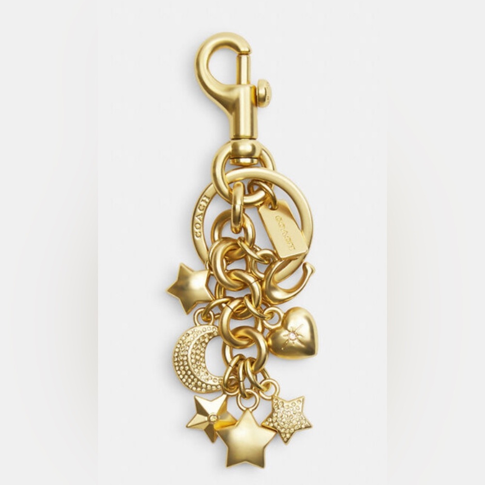NWT Coach Star Cluster Bag Charm, Keychain Gold w Dustbag